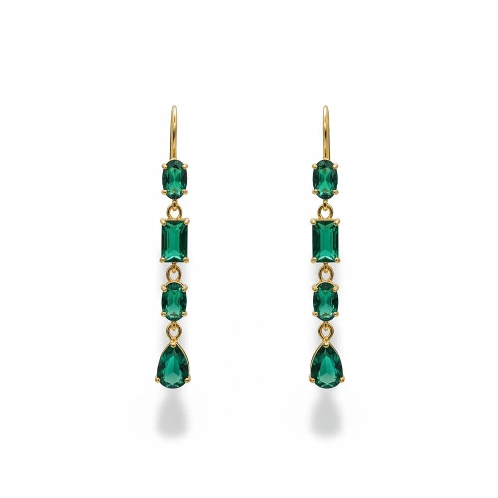 R. H. Macy's Fine Jewelry Lab-Grown Green Quartz Drop Earrings - NWT